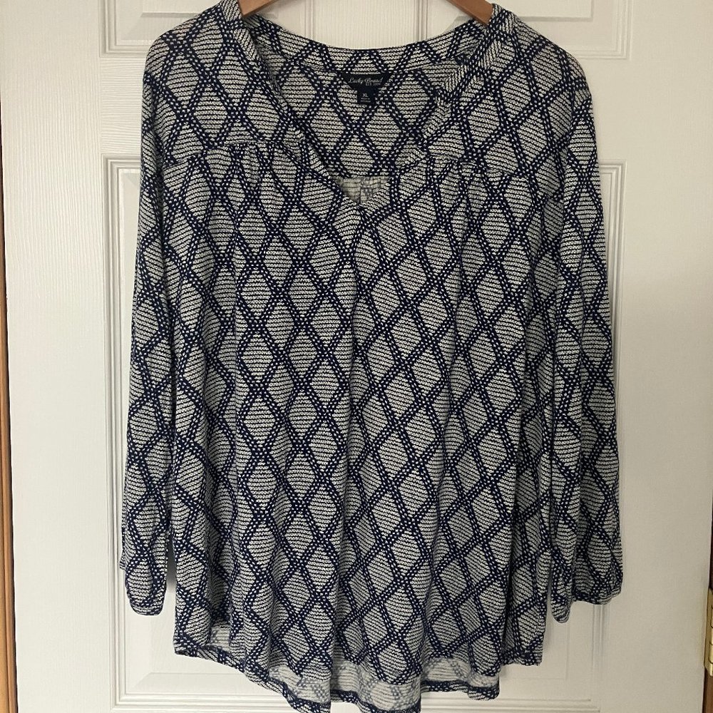 Lucky Brand Blouse Top Women’s Size XL V-Neck Blue